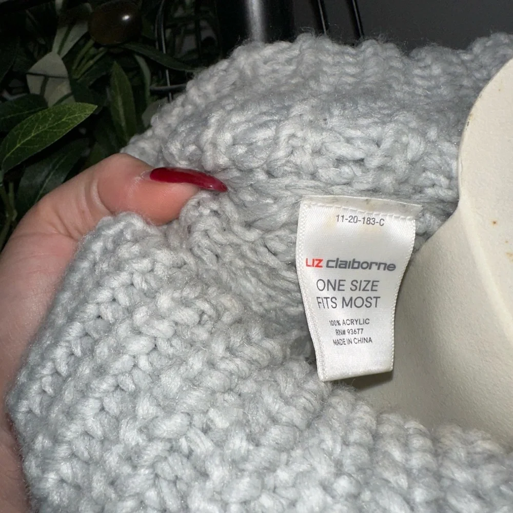 Liz Claiborne Light Gray Cable Knit Turtleneck Poncho Sweater
